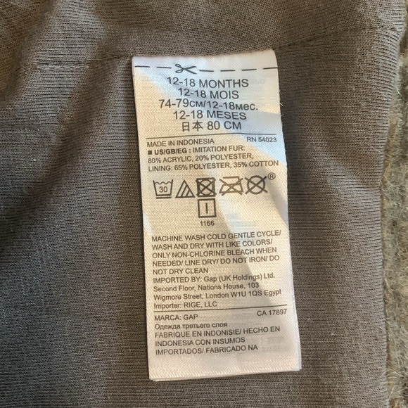 BABY GAP Faux Fur Vest size 12-18 months shades of brown soft adorable fashion - Picture 3 of 7